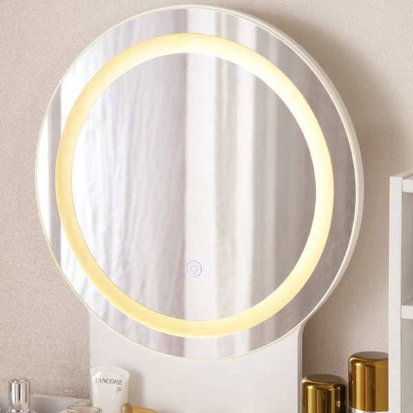 English Elm Vanity Desk With Led Lighted Mirror & Usb Ports, Elegant Makeup Table With Ample Storage & Durability W3008P235411-GIGA