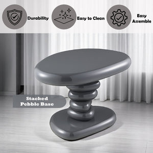 English Elm Charlene Gray High Gloss End Table with 60mm MDF Top & Metal Base, Contemporary 40lb Capacity B2726P404307