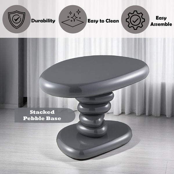 English Elm Charlene Gray High Gloss End Table with 60mm MDF Top & Metal Base, Contemporary 40lb Capacity B2726P404307