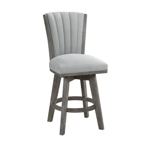 English Elm Gray Counter Height Swivel Chairs Set Of 2 - Soft Velvet Upholstered, Durable Wood Frame, Modern Style B011P220997