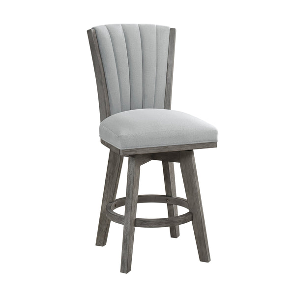 English Elm Gray Counter Height Swivel Chairs Set Of 2 - Soft Velvet Upholstered, Durable Wood Frame, Modern Style B011P220997