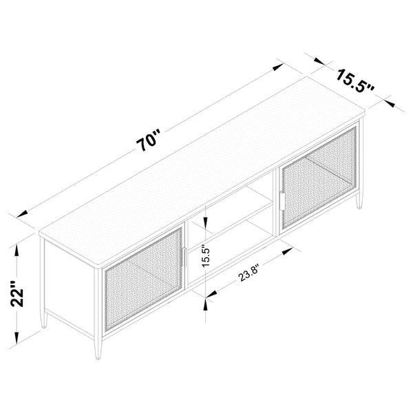 English Elm Kenneth Wide Format Tv Stand with Rattan Doors and Open Shelving for Living Rooms B062P440086