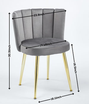 English Elm Modern Velvet Dining Chair with Golden Metal Legs — Ergonomic Plush Seat, Stylish Café & Home Accent Grey W234P256812