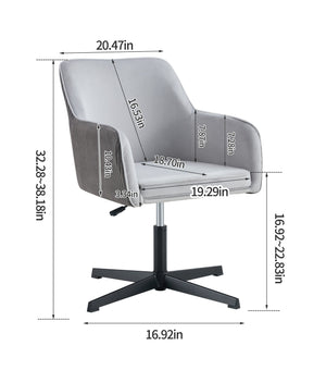 English Elm Modern Velvet Dining Chair Antique Dark Grey — Ergonomic Swivel, Metal Legs, Plush Upholstery, 360° Comfort W370P203704