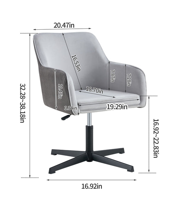 English Elm Modern Velvet Dining Chair Antique Dark Grey — Ergonomic Swivel, Metal Legs, Plush Upholstery, 360° Comfort W370P203704