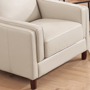 English Elm Bella Top Grain Leather Chair with Double-Sloped Track Arms, Sewn-In Cushions, Clean Lines, Timeless Sophistication B2705P211805