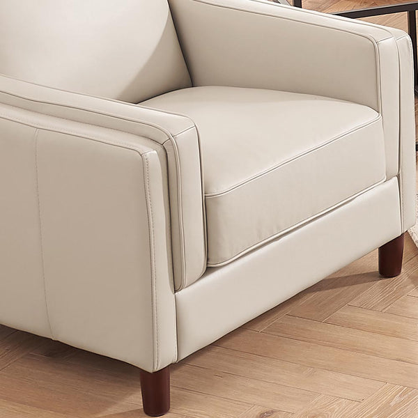 English Elm Bella Top Grain Leather Chair with Double-Sloped Track Arms, Sewn-In Cushions, Clean Lines, Timeless Sophistication B2705P211805