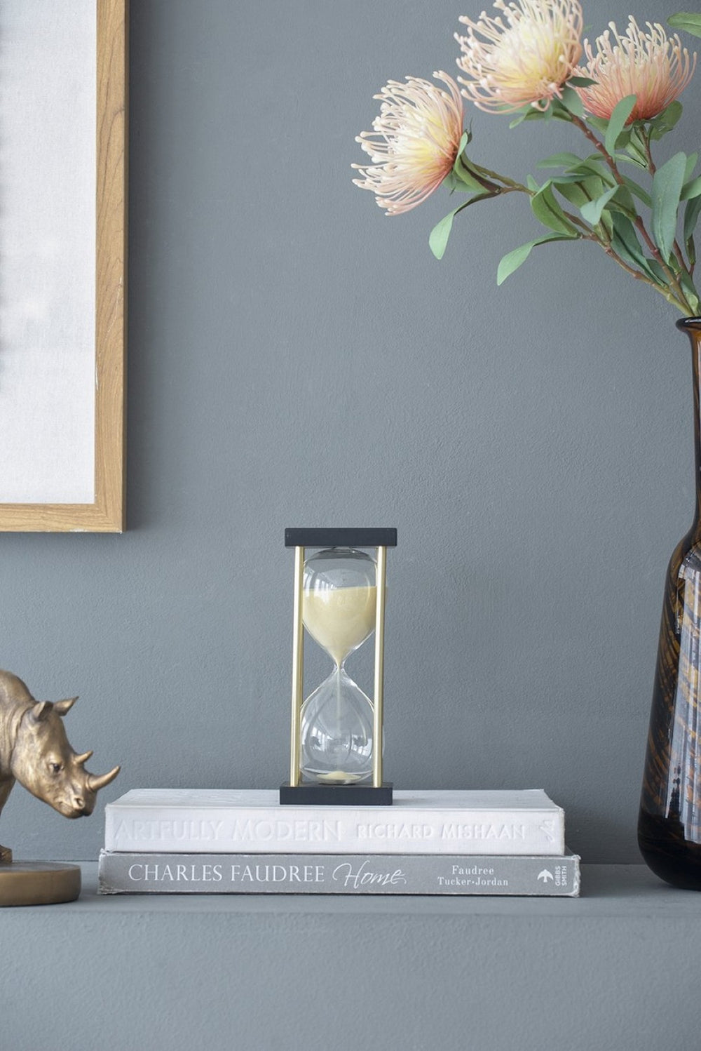 English Elm Set Of 2 Framed 15-Minute Hourglass With Tan Sand And Sturdy Metal Stand For Elegant Decor Display W2078P278802-GIGA