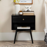 English Elm Walker Edison - Mid-Century Modern Single-Drawer Solid Wood Nightstand - Black