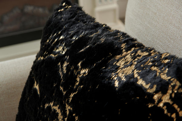 English Elm Luxury Chinchilla Faux Fur Pillow - Gilded Black Accent (22"X22") For Modern Glam Home Decor B030P233953