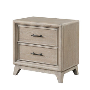 English Elm Transitional Oak Nightstand with Dovetail Drawers Felt Lining and Angled Feet B2741P435910