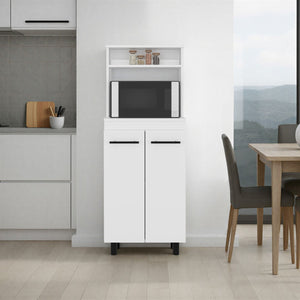 English Elm Alani Slim White Kitchen Sideboard with Microwave Shelf and Two Door Storage Cabinet B200P474233