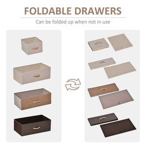 English Elm HOMCOM 5-Drawer Dresser with Foldable Fabric Drawers, Steel Frame & Maple Top — Safe Spacious Storage W2225P229648