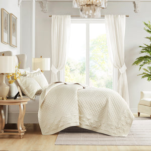 JLA Home Croscill Classics - 3 Neoclassical Matte-Satin Quilt Set with Engineered Embroidery Frame for Elegant Layered Bedding Ensemble Champagne CCL13-0017