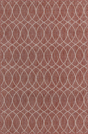 Unique Loom Outdoor Trellis Gitter Machine Made Trellis Rug Rust Red, Ivory 5' 3" x 8' 0"