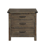 Rustic Jayzen Brown Nightstand with 3 Drawers, Felt-Lined Top - 30.12