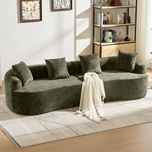 English Elm Curved Chenille Loveseat with Memory Foam Cushions for Compact Living Spaces Olive Green W2915S00085