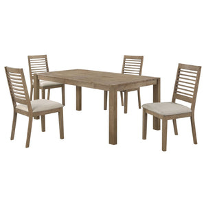 English Elm Umbarger Rubberwood 5 Piece Dining Set Wire Brushed Finish Ladderback Chairs Farmhouse B062S01662