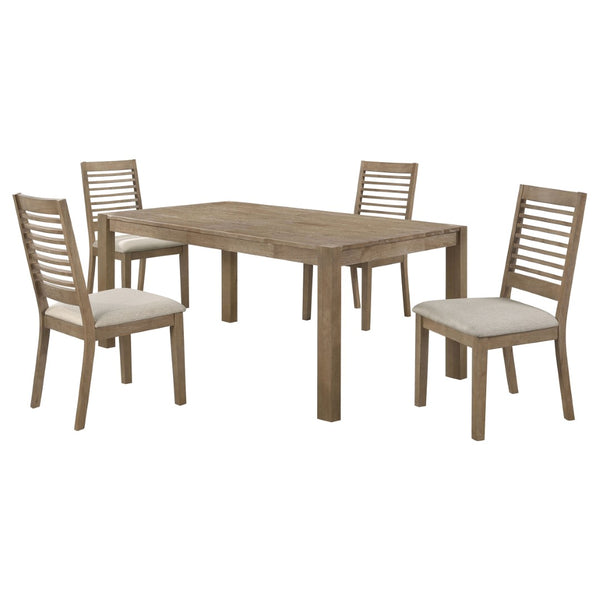 English Elm Umbarger Rubberwood 5 Piece Dining Set Wire Brushed Finish Ladderback Chairs Farmhouse B062S01662