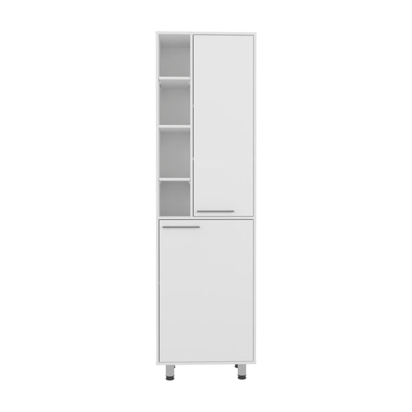 English Elm Burton Kitchen Pantry Cabinet with 2 Doors, Adjustable & Side Shelves, White Compact Storage Organizer B200P362038