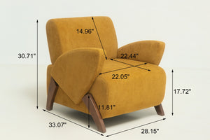 English Elm Lounge Accent Chair Velvet Upholstered Seat with Birch Legs for Compact Living Spaces Brown Yellow W2901P463462