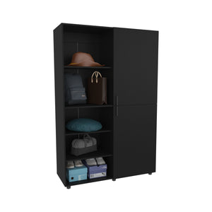 English Elm Wengue Elegant 2-Door Wardrobe with Open Storage Shelves, Melamine Finish, 72.4"H x 47.2"W Organizer B062S01280