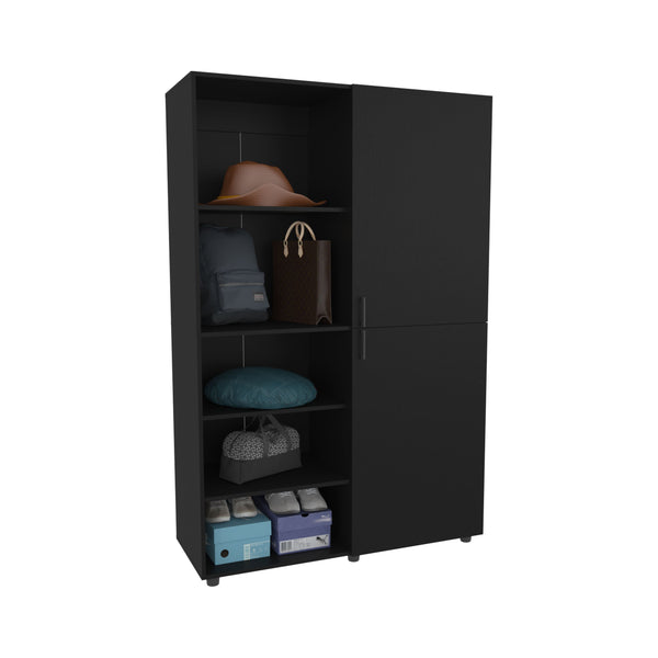 English Elm Wengue Elegant 2-Door Wardrobe with Open Storage Shelves, Melamine Finish, 72.4"H x 47.2"W Organizer B062S01280