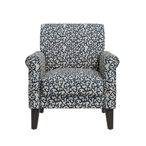 English Elm Barnet Traditional Accent Armchair with Vine Upholstery Nailhead Trim Solid Wood Legs B127P495066