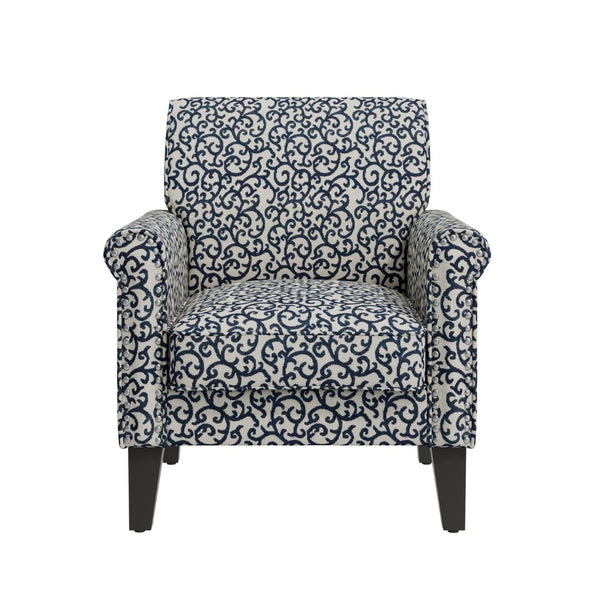 English Elm Barnet Traditional Accent Armchair with Vine Upholstery Nailhead Trim Solid Wood Legs B127P495066