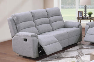 English Elm Modern Three Seat Manual Reclining Sofa Tufted Burlap Fabric Neutral Living Room B011P468576