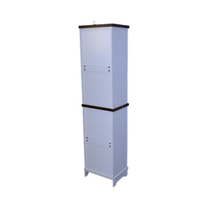 English Elm Narrow Farmhouse Bathroom Storage Cabinet with Adjustable Shelves, Drawer & Tall Linen Tower Design White+Walnut W1412P271793