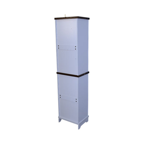 English Elm Narrow Farmhouse Bathroom Storage Cabinet with Adjustable Shelves, Drawer & Tall Linen Tower Design White+Walnut W1412P271793