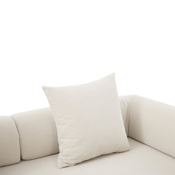 English Elm UNITED modular foldable sofa with metal frame, corduroy upholstery, side pocket & quick assembly convenience Beige W1568P374080