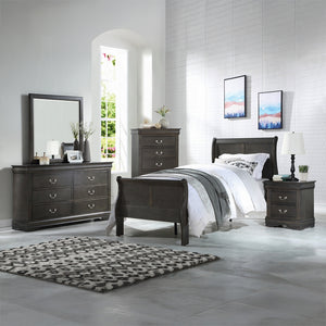 English Elm 1pc Classic Two-Drawer Nightstand with Brushed Nickel Pulls — Compact Wooden Bedside Storage, No Assembly Required Dark Gray 18.5 L x 23.5 W x 27 H B2741P322605