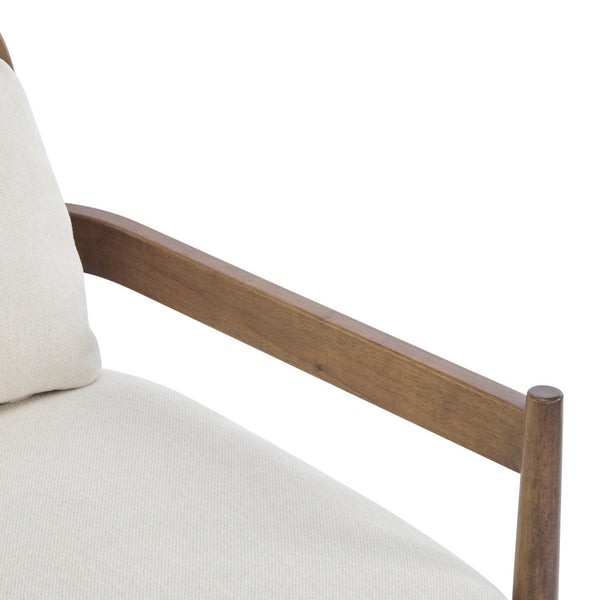 English Elm [set of 2] Mid-century Rattan Back Armchairs Solid Wood Legs Beige Upholstered Seat N767P298390L