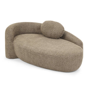 English Elm Modern Oval Boucle Lounge Chair Sculptural Integrated Armrest for Bedroom Living Room Brown W487P456128