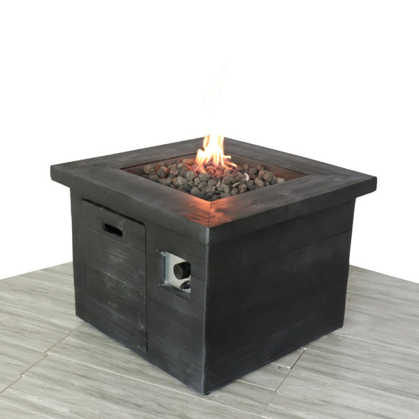 English Elm Fiber Reinforced Concrete Square Propane Fire Pit Table for Outdoor Patios B120P197831