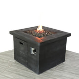 English Elm Fiber Reinforced Concrete Propane/Natural Gas Fire Pit Table