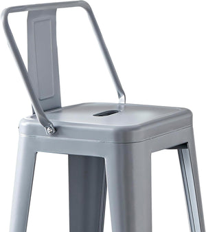 English Elm Modern Lightweight Industrial Barstools Set Of 2 - Distressed White Metal With Bucket Back Design B347P349412