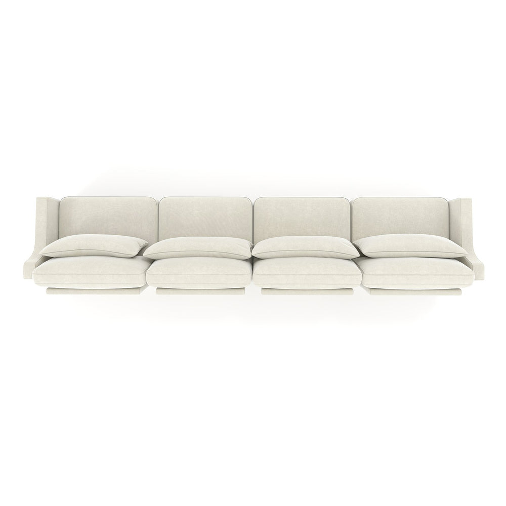 English Elm Four-Seater Chenille Sofa - Ergonomic Design, Solid Wood Frame, Lumbar Pillows, Stylish Beige Comfort W714S01200