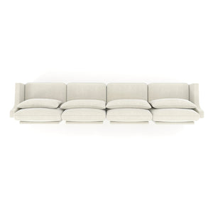 English Elm Four-Seater Chenille Sofa - Ergonomic Design, Solid Wood Frame, Lumbar Pillows, Stylish Beige Comfort W714S01200
