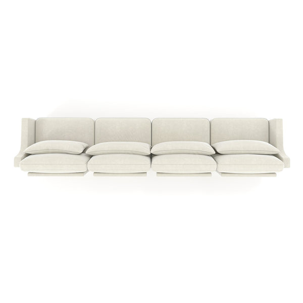 English Elm Four-Seater Chenille Sofa - Ergonomic Design, Solid Wood Frame, Lumbar Pillows, Stylish Beige Comfort W714S01200