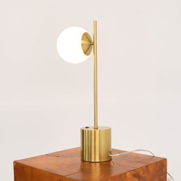 English Elm Ashcroft Furniture - Ethereal Brass Table Lamp with White Glass Globe Shade — Modern Elegant Desk Lamp for Cozy Ambience B183P231796