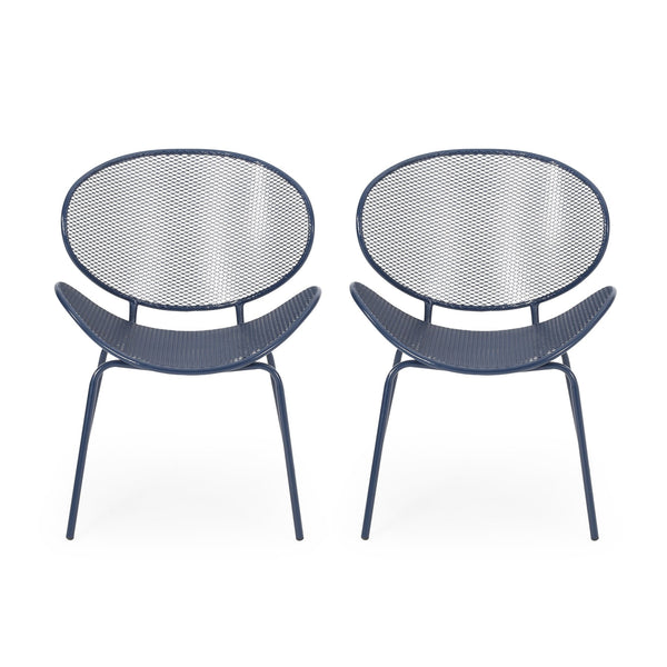 English Elm Christopher Knight Home® - ELBA Modern Iron Dining Chair with Slim Profile and Comfortable Seat — Durable, Stylish Accent Seating Navy 65203.00NBLU