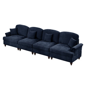 English Elm Elegant Mid Century Chenille 4-Seater Sofa With Flared Arms & Removable Skirts For Cozy Living Spaces W3041S00348