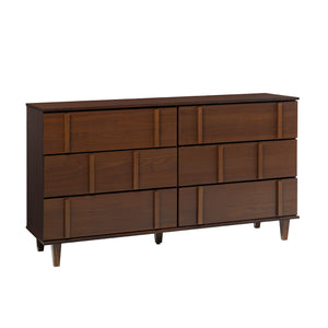 60" Modern Solid Wood Dresser Walnut BR60BRX6DWT-T Walker Edison