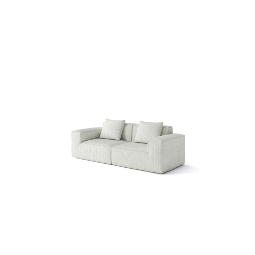 English Elm Belfin Modular Sectional Sofa - Convertible Tofu Block Floor Bed with Plush Chenille Comfort & Easy Moveability Cream W3147P277265