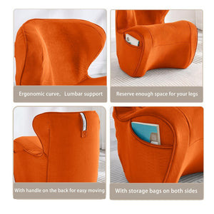 English Elm Ergonomic Floor Chair Velvet Upholstered Lumbar Support Seat for Reading Nook or Lounge Orange W1097P462004