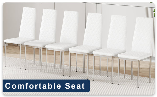 English Elm Office modern visitor chairs set of 8 — stylish leather-look reception seating, mid-back, durable frame, comfy cushions for meeting rooms and cafes White W2920P303604