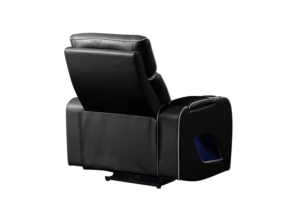 English Elm Fortuner Modern Upholstery Recliner Chair With Massage, Power Recline & Usb Ports - Sleek Black Comfort G150109103